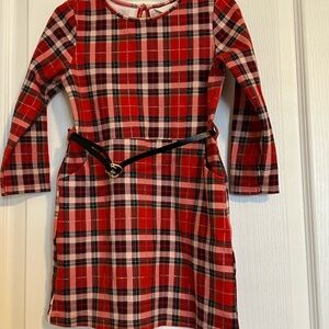 H&M Red Plaid Kids Dress with Black Belt